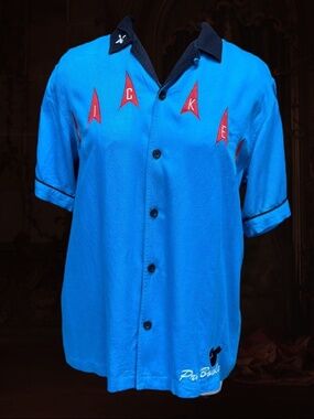 Disney Mickey Mouse VTG Y2K Retro 50's Style "Pro Bowler" Bowling Shirt (Small)
